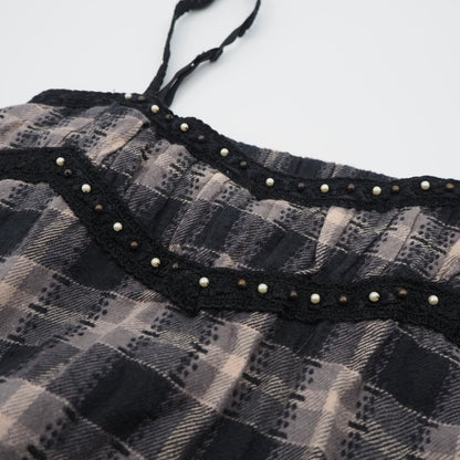 Plaided Asymmetrical Cami Dress