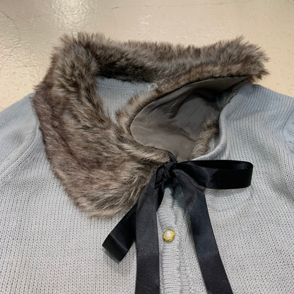 Axes Femme Knit Cardigan with Removable Fur Collar