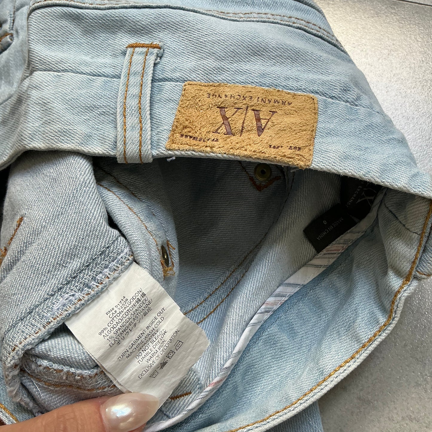 00s Armani Exchange Low Flared Light Wash Jeans Waist