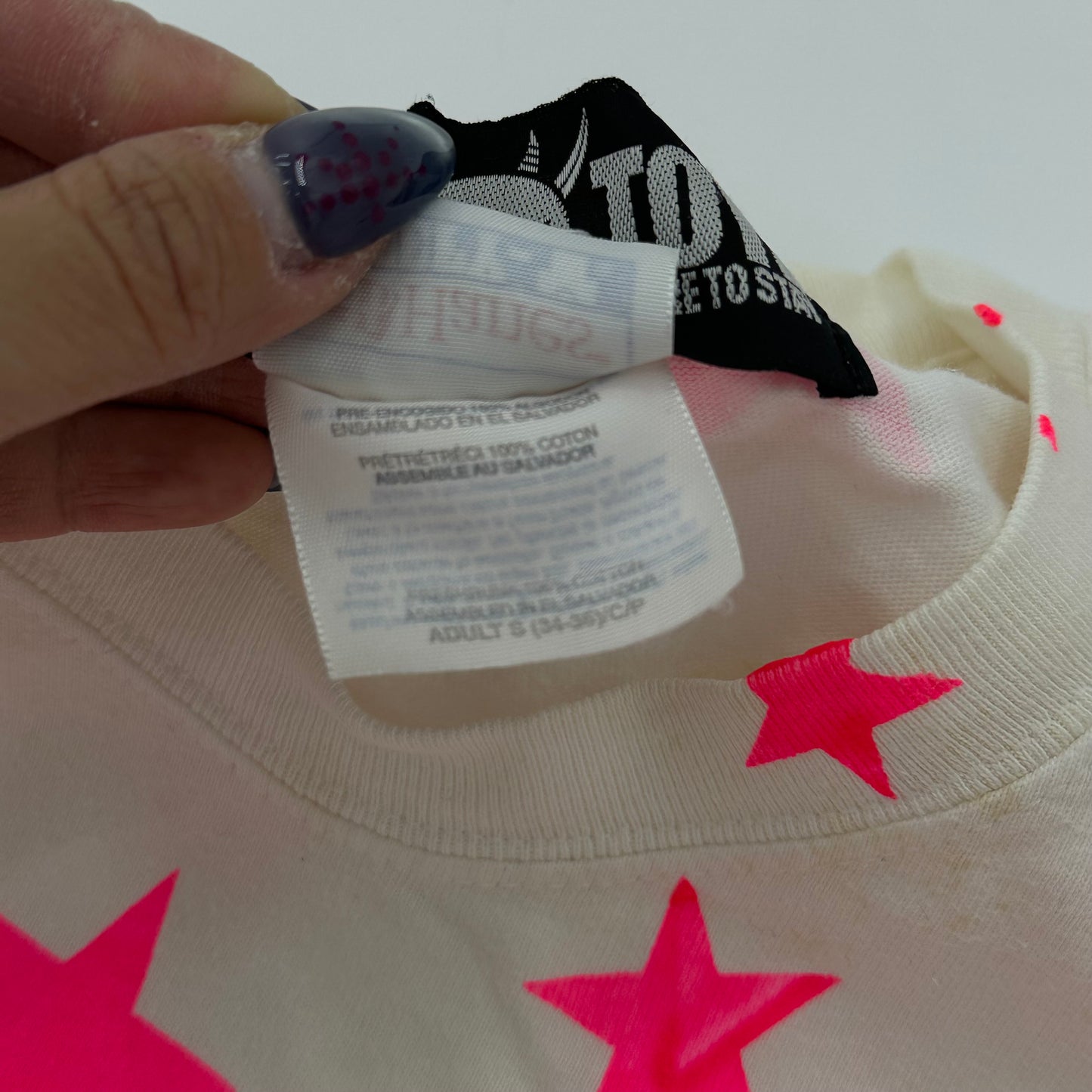 00s Mad Toyz All Over Neon Pink Star Devil Skull Print Tee