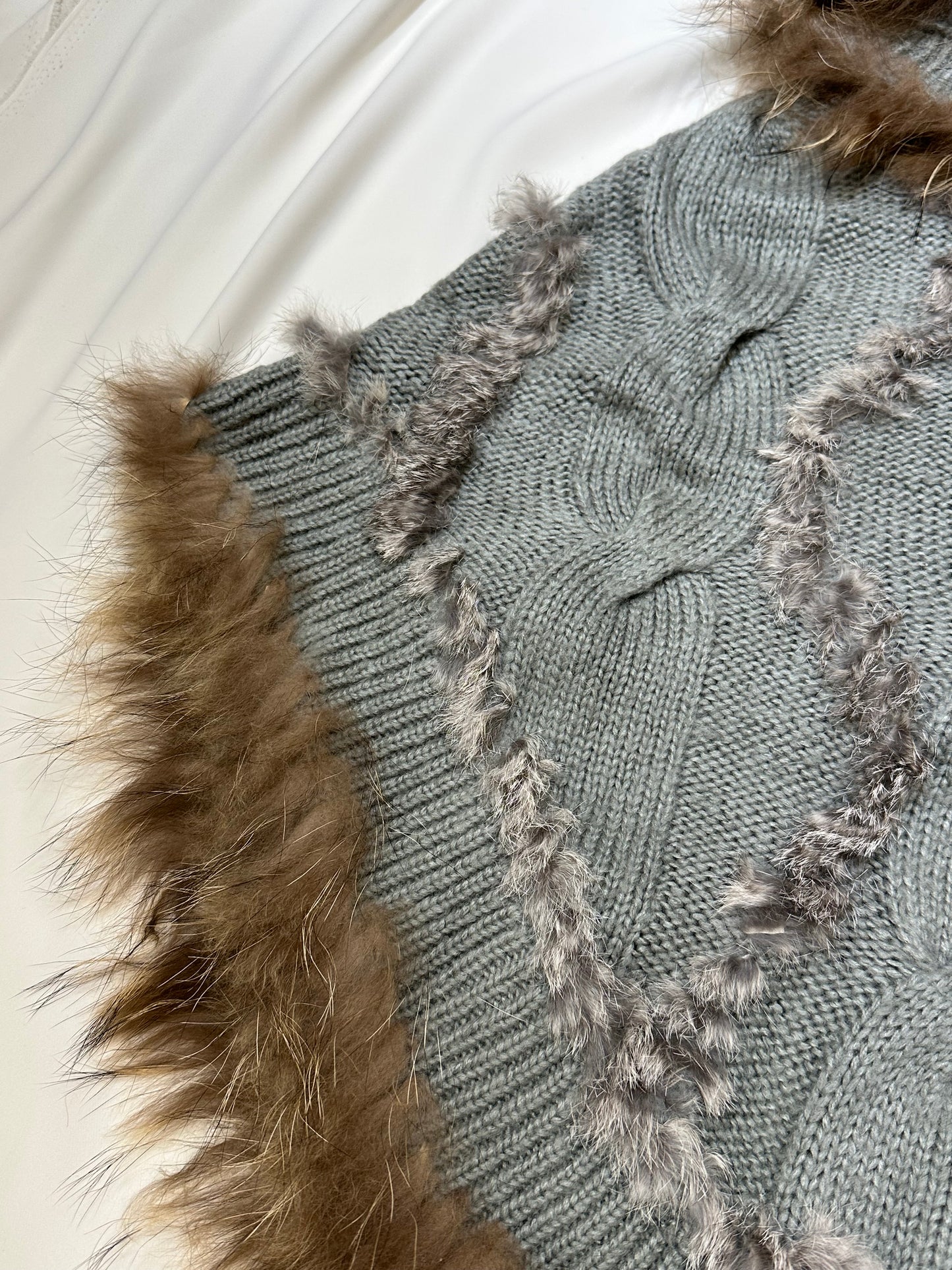 Fur Trim Knit Cloak Hoodies