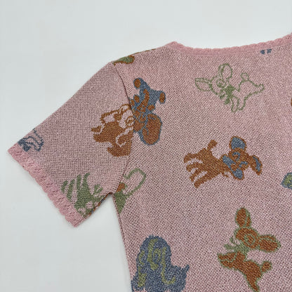Hysteric Glamour Early 2000s Animal Worls Short Sleeves Knit Cardigan