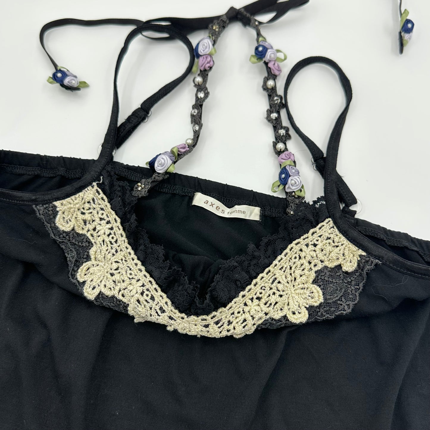 Axes Femme Halter Floral Trim Camisole
