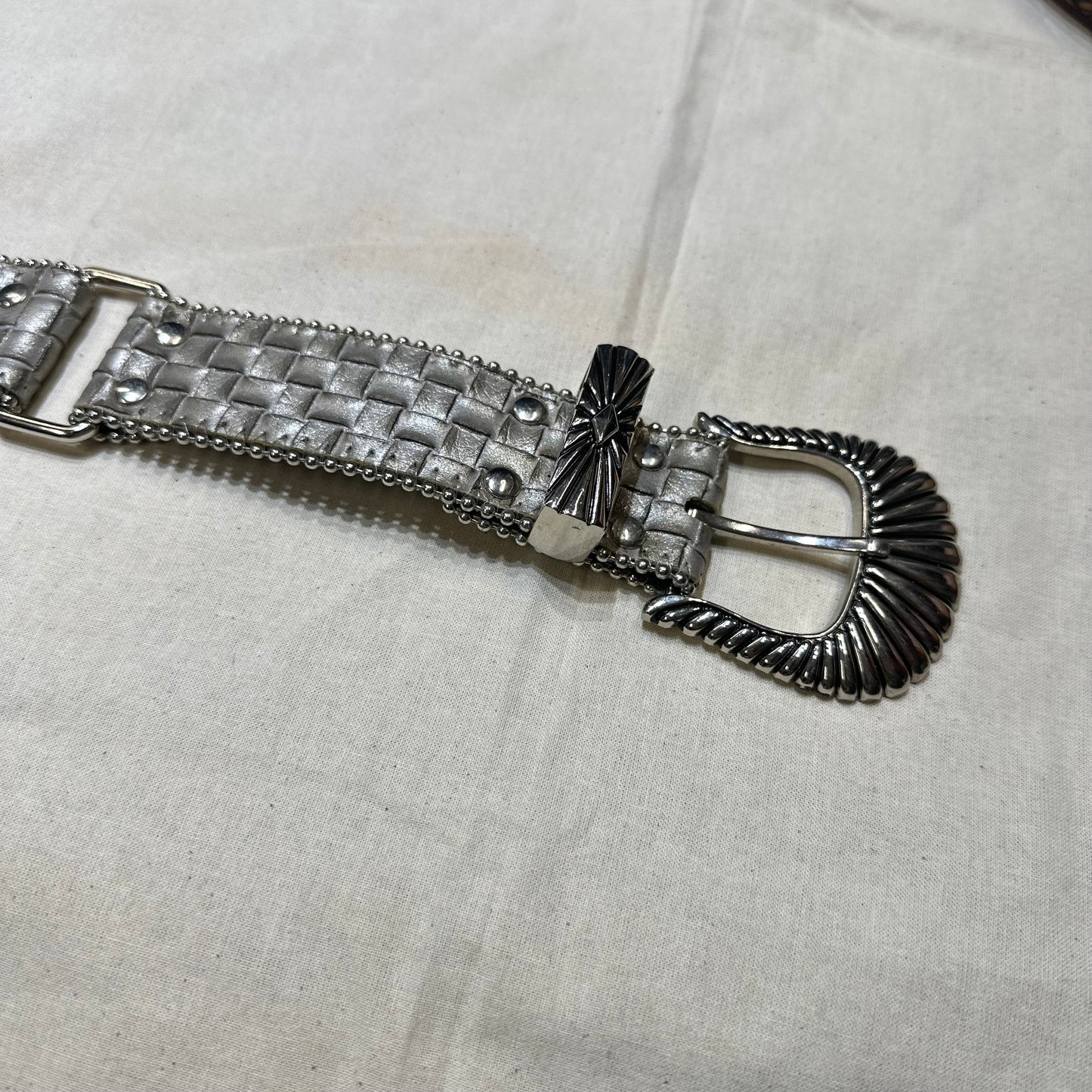 Oval Concho Belt with Woven Leather