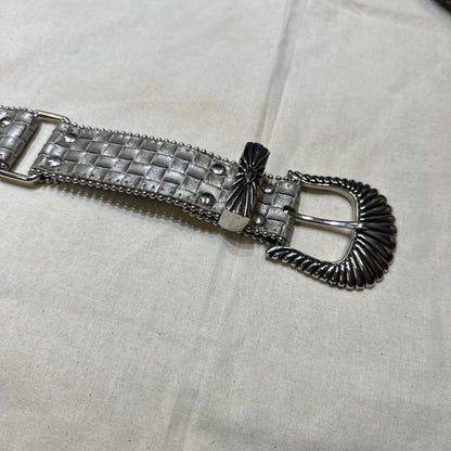 Oval Concho Belt with Woven Leather