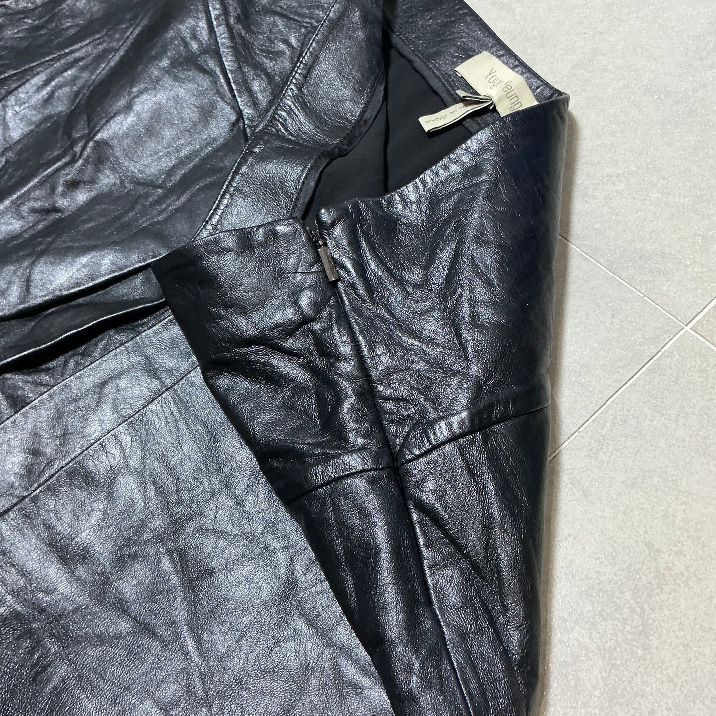 Leather A-line Mini Skirt