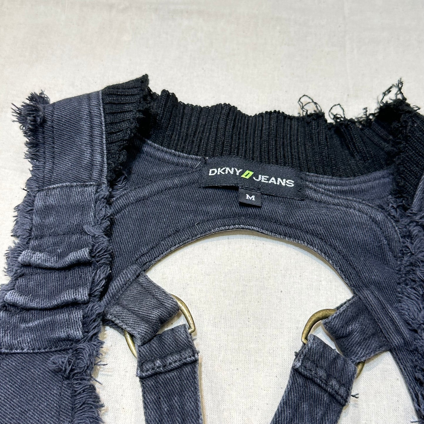 DKNY Jeans Distressed Frayed Corset