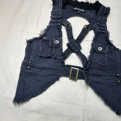 DKNY Jeans Distressed Frayed Corset