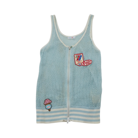 Angel Blue Zip Up Crochet Camisole
