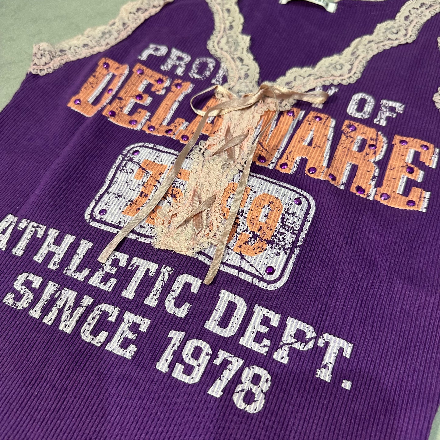 Lace Trim Graphic Tank Top