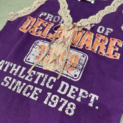 Lace Trim Graphic Tank Top