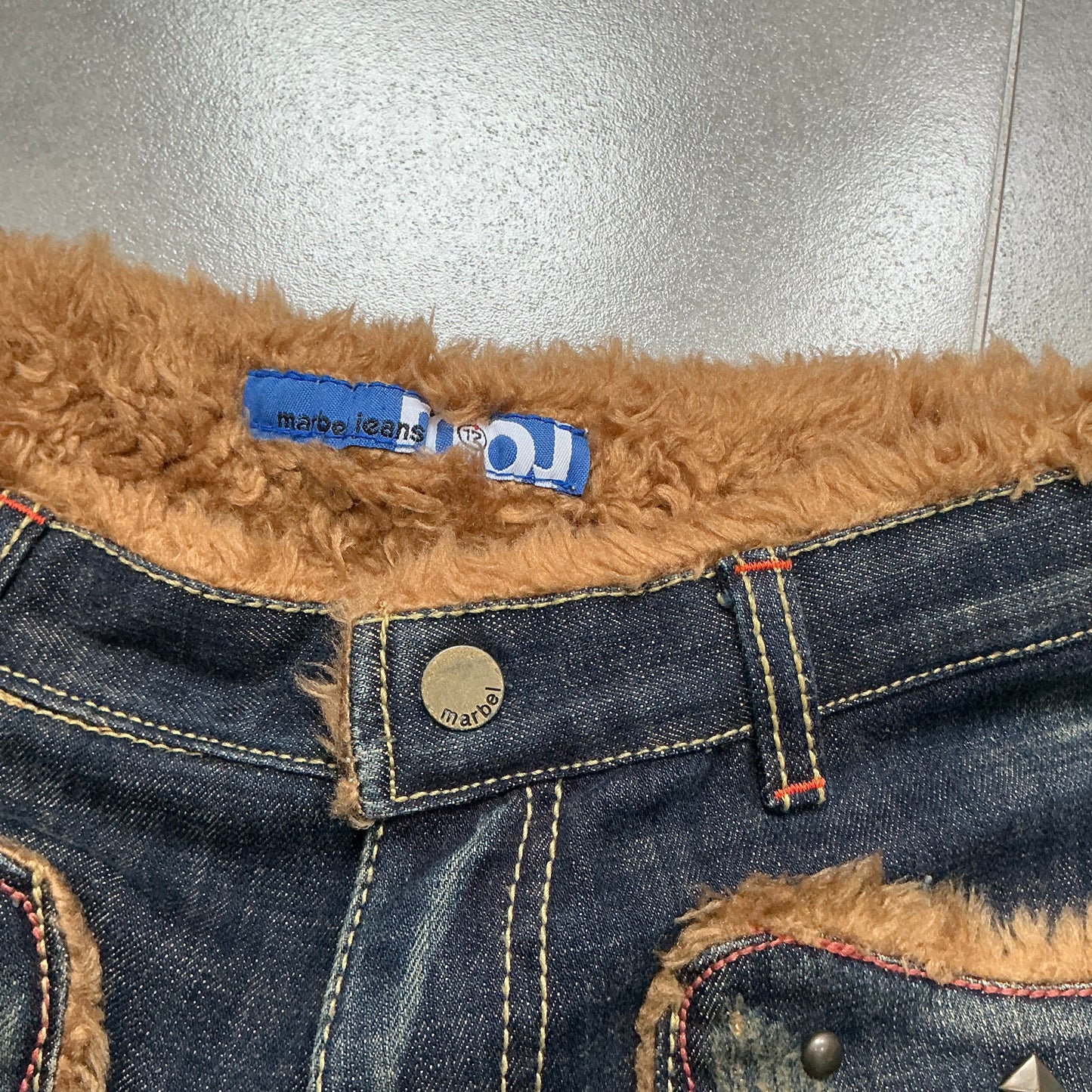 Fur Denim High Waist Short