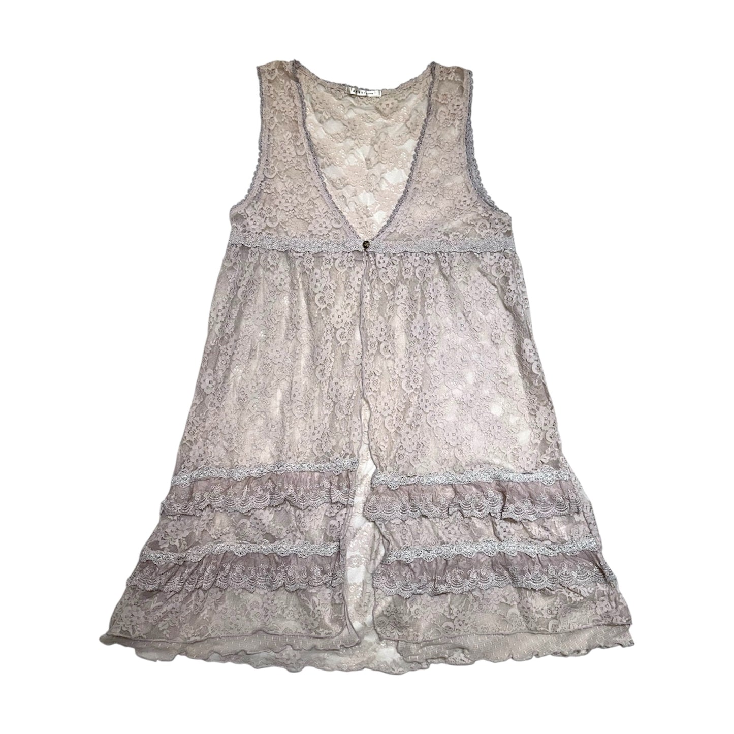 Axes Femme Sheer Lace Cardigan Vest