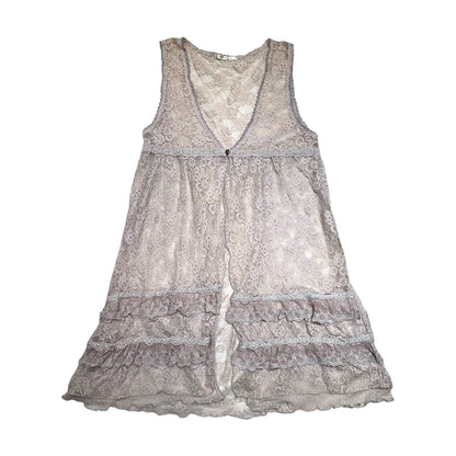 Axes Femme Sheer Lace Cardigan Vest