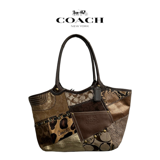 Coach Patchwork Signature Leather Tote Bag 12899