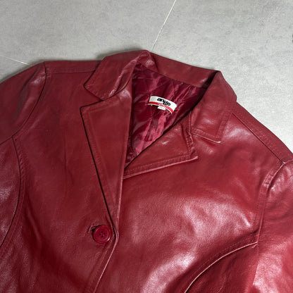An'ge Collection Vintage Red Leather Trench Coat