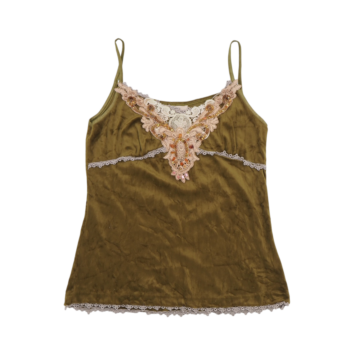 Lace Trim Velvet Camisole