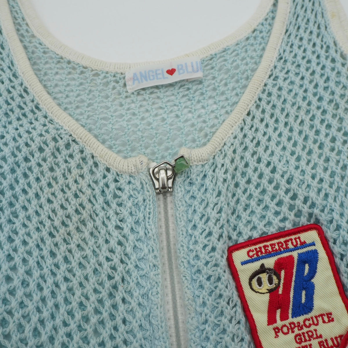Angel Blue Zip Up Crochet Camisole