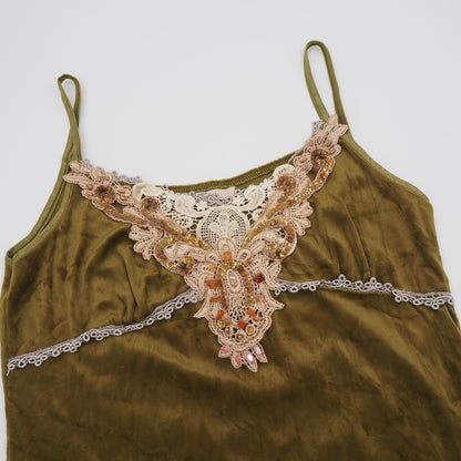 Lace Trim Velvet Camisole