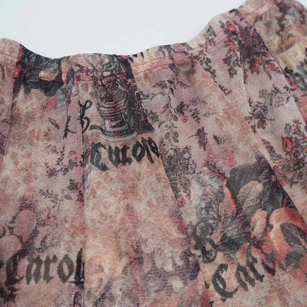 Floral Mesh Midi Skirt