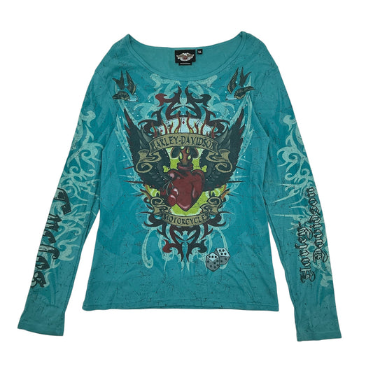 2008 Harley-Davidson Wing Heart Tribal Long Sleeve Top