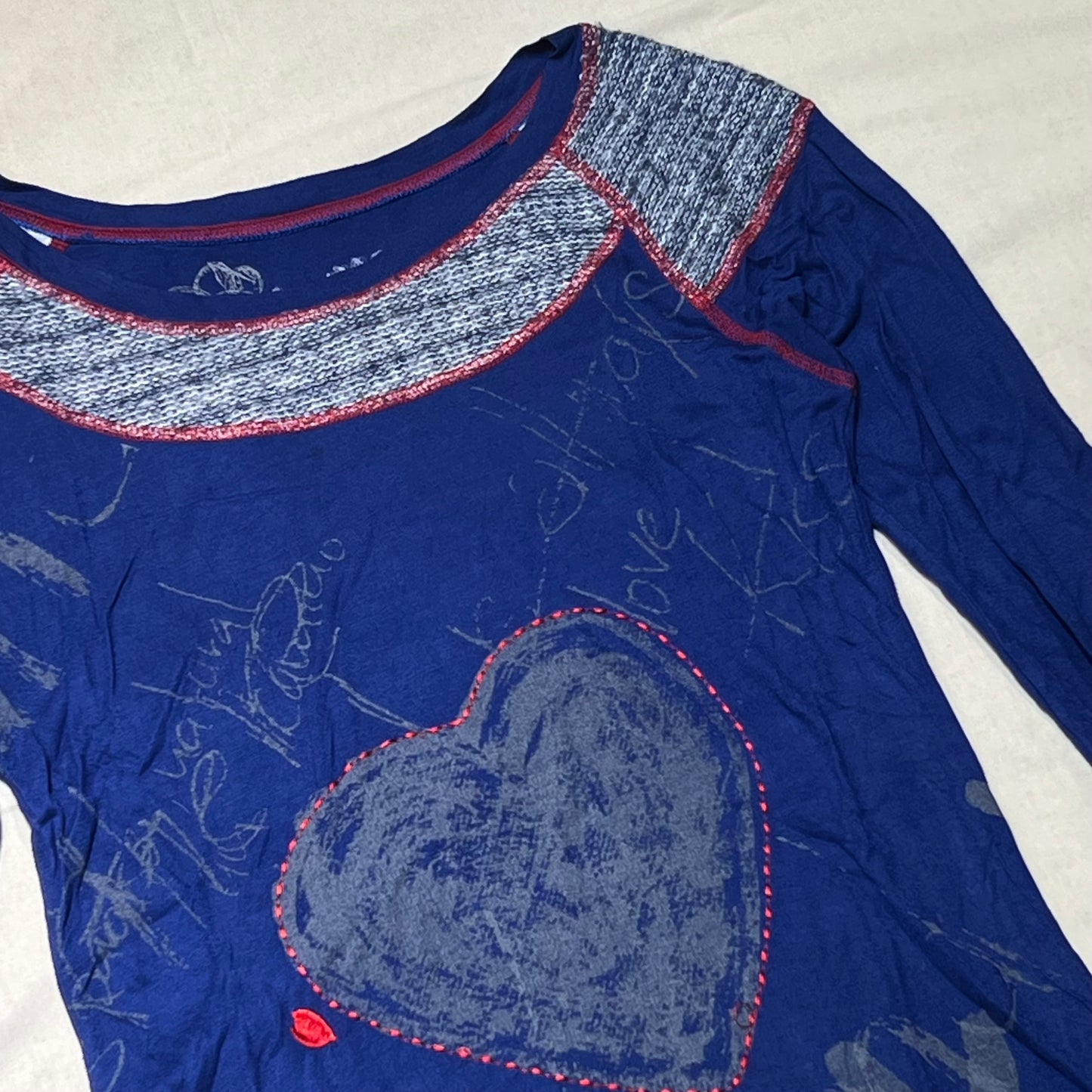 Desigual Knit Trim Graphic Long Sleeves Top