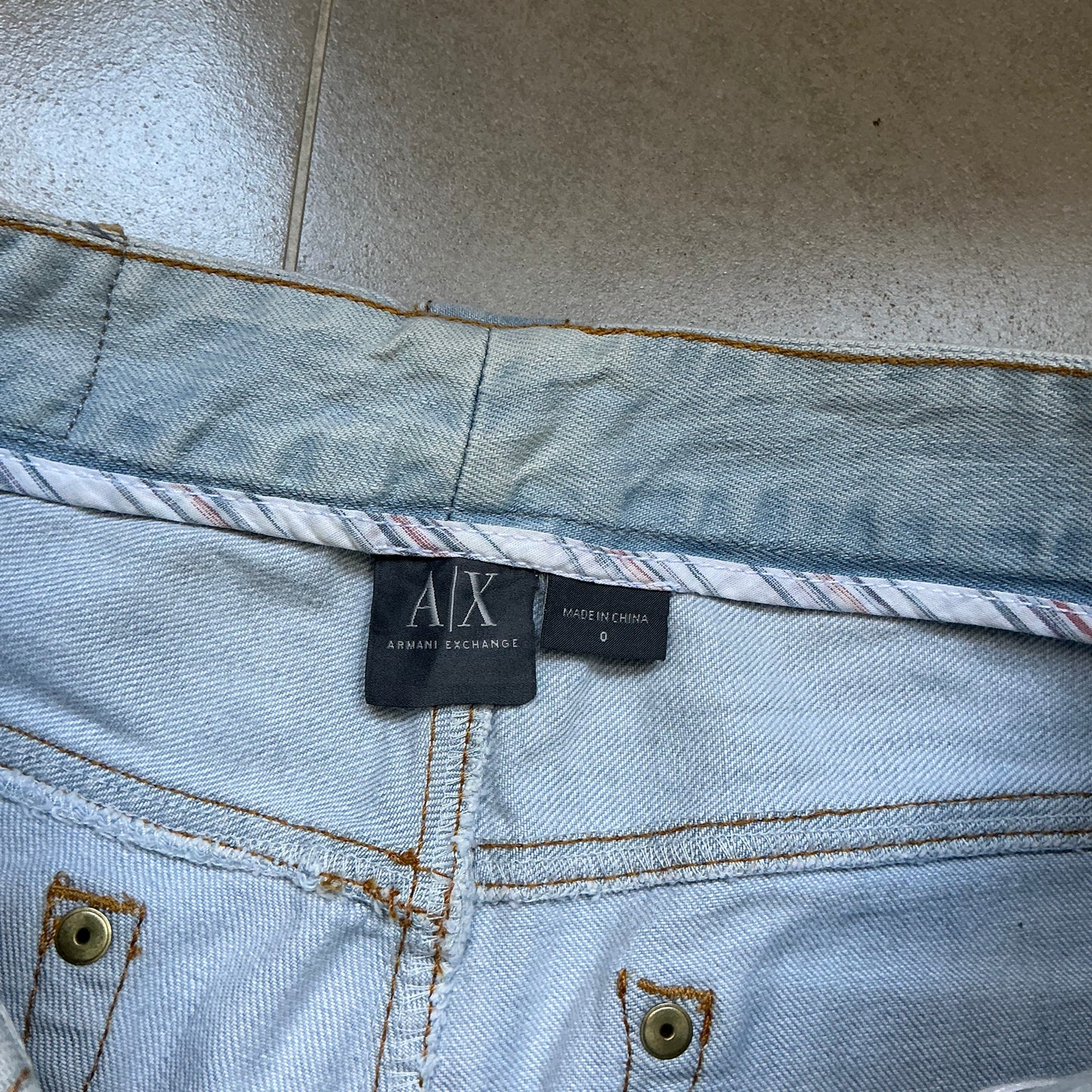 00s Armani Exchange Low Flared Light Wash Jeans Waist
