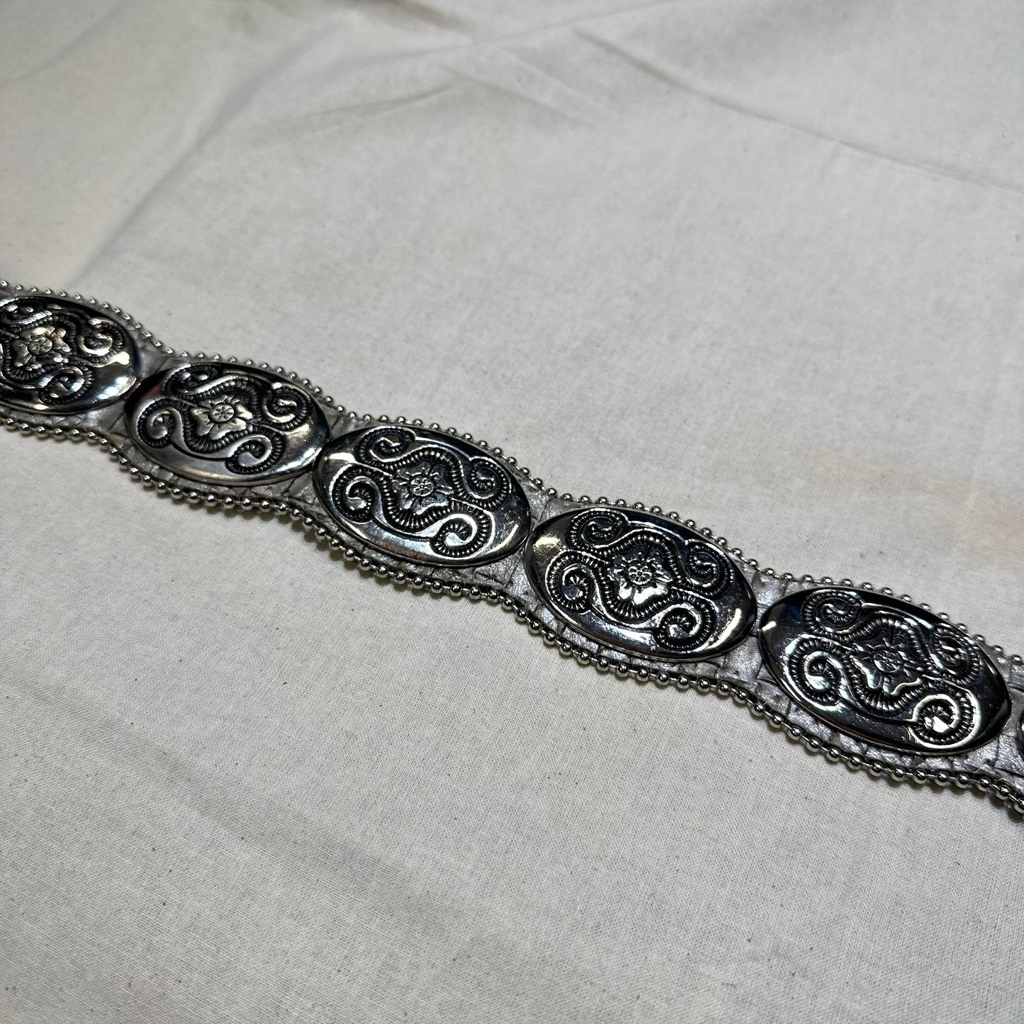Oval Concho Belt with Woven Leather
