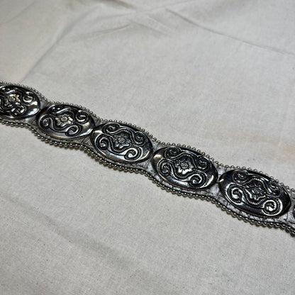 Oval Concho Belt with Woven Leather