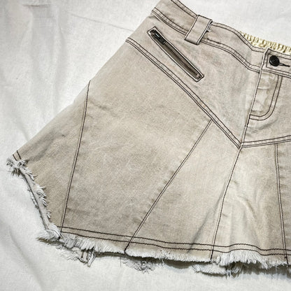 Asymmetrical Washed Denim Mini Skirt
