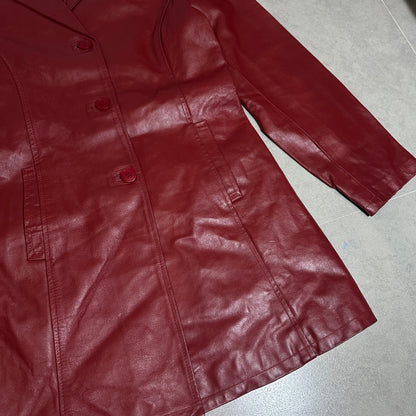 An'ge Collection Vintage Red Leather Trench Coat