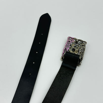Enamel Rose Ornate Black Belt