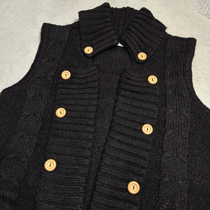 Button Up Knit Vest Cardigan