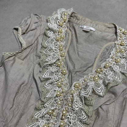 Pearl Lace Trim Cardigan