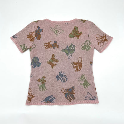 Hysteric Glamour Early 2000s Animal Worls Short Sleeves Knit Cardigan