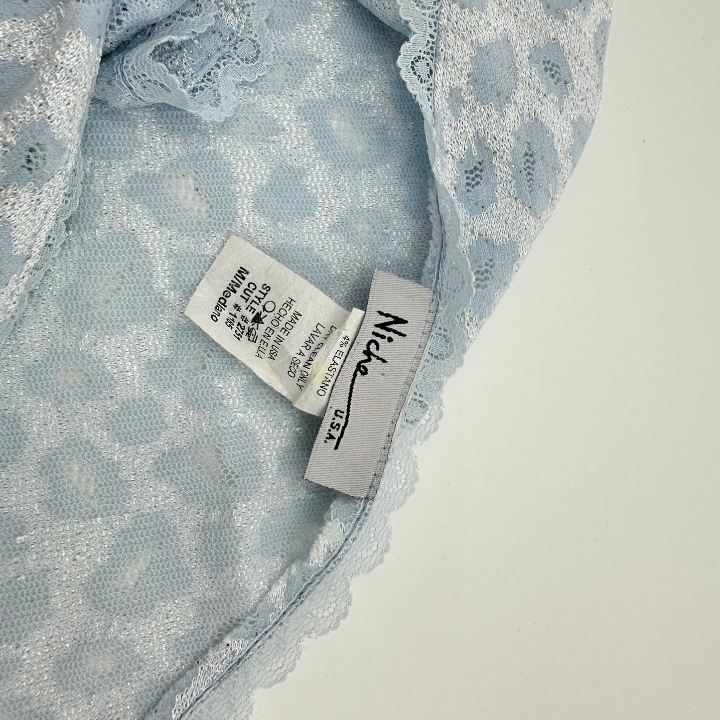 90s Leopard Lace V-neck Top