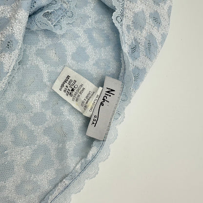 90s Leopard Lace V-neck Top