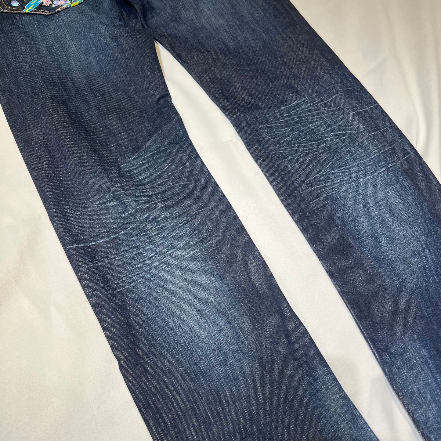 00s Ed Hardy Sakura Skull Embroidered Baggy Jeans