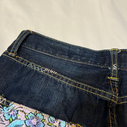 00s Ed Hardy Sakura Skull Embroidered Baggy Jeans