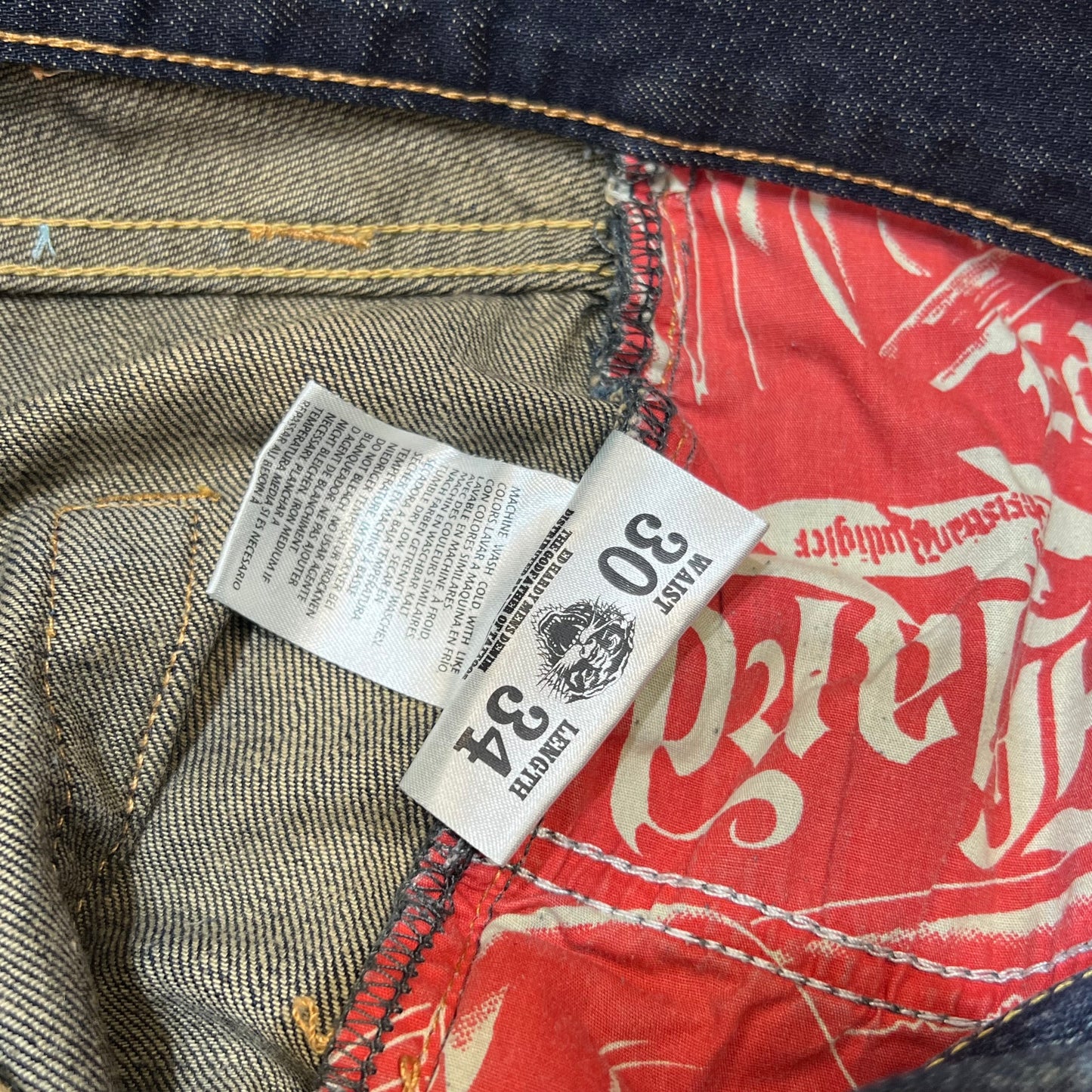 00s Ed Hardy Sakura Skull Embroidered Baggy Jeans