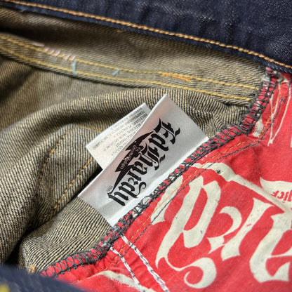 00s Ed Hardy Sakura Skull Embroidered Baggy Jeans