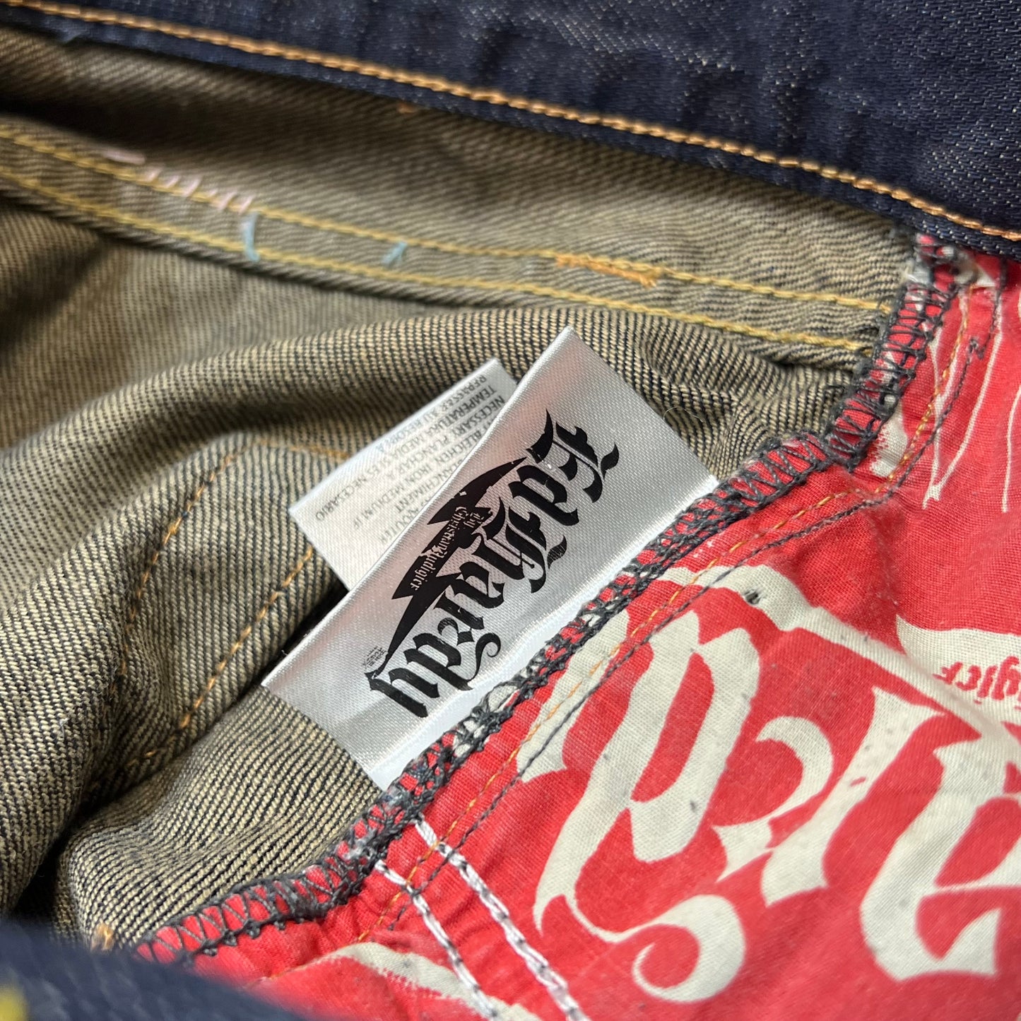 00s Ed Hardy Sakura Skull Embroidered Baggy Jeans