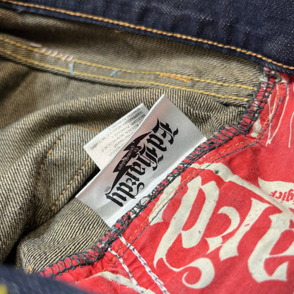 00s Ed Hardy Sakura Skull Embroidered Baggy Jeans