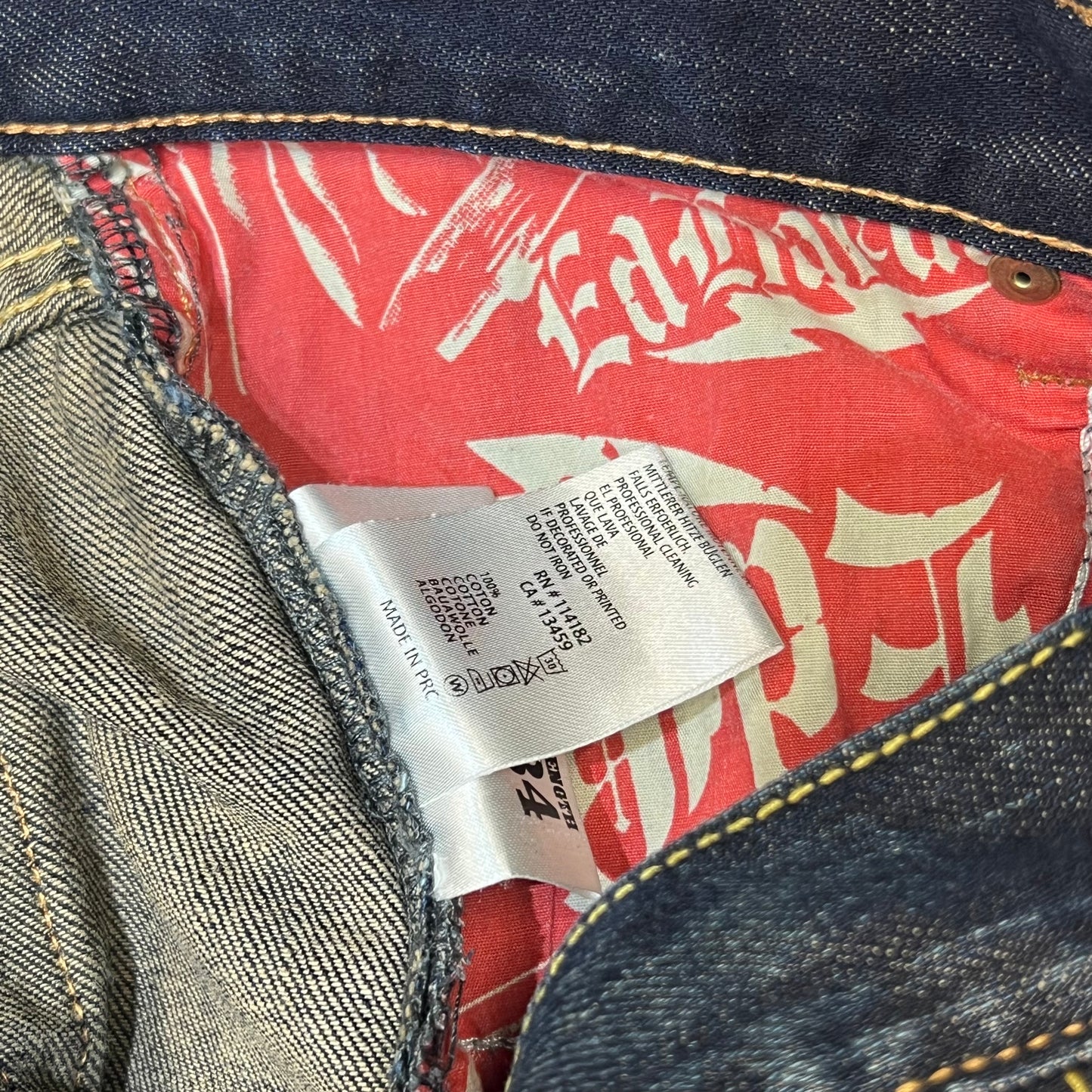 00s Ed Hardy Sakura Skull Embroidered Baggy Jeans