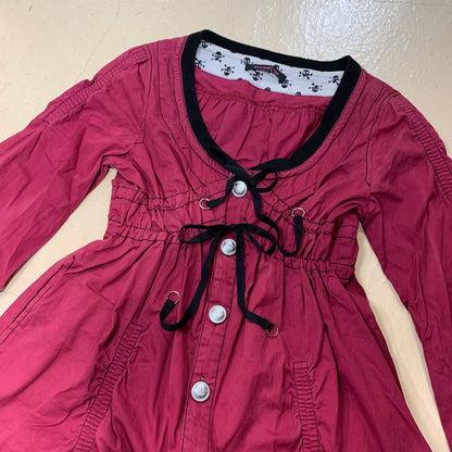 Burgundy Ruffle Hem Buttom Down Dress