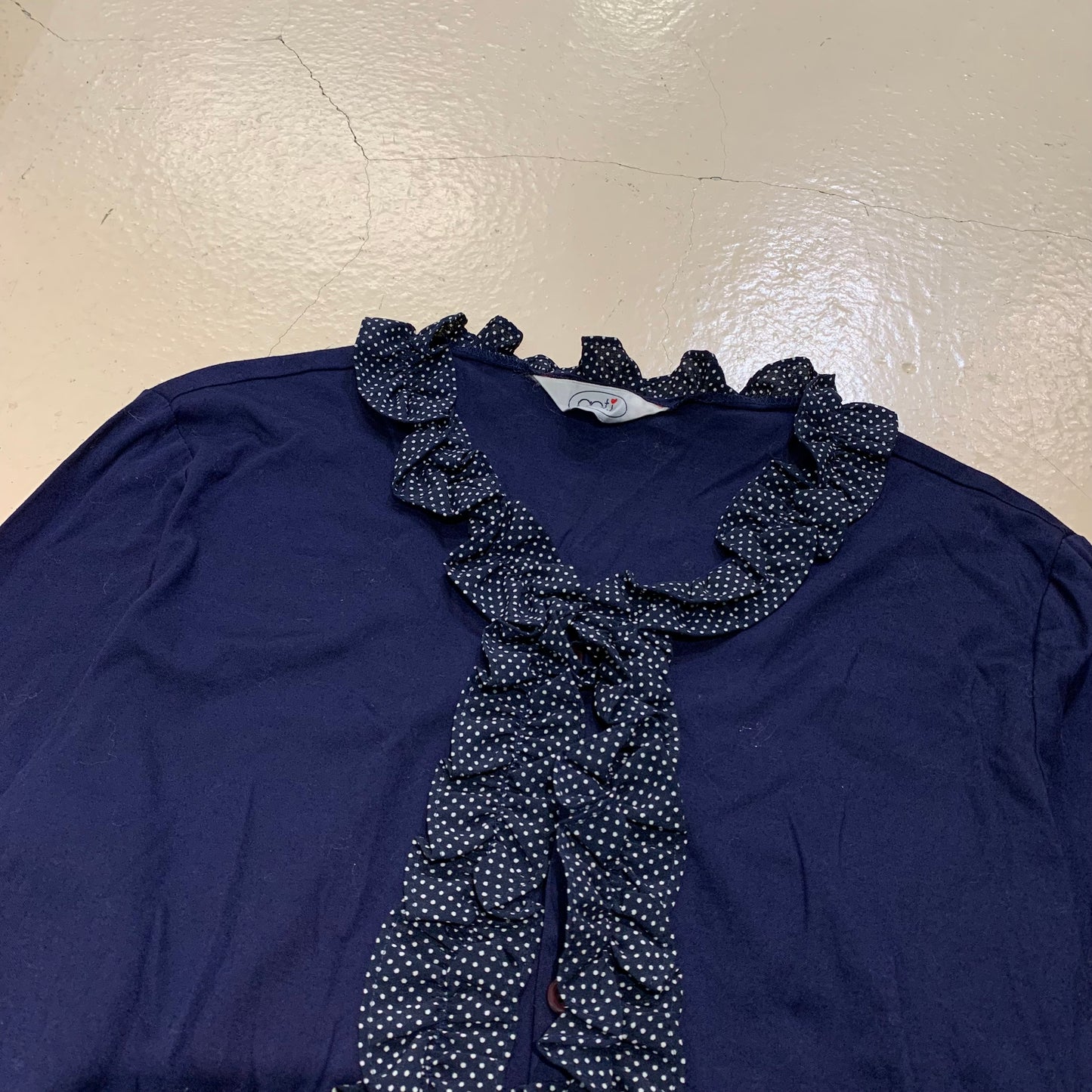 Polka Dot Ruffle Trim Cardigan