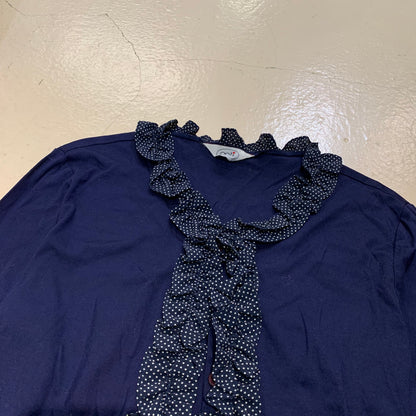 Polka Dot Ruffle Trim Cardigan