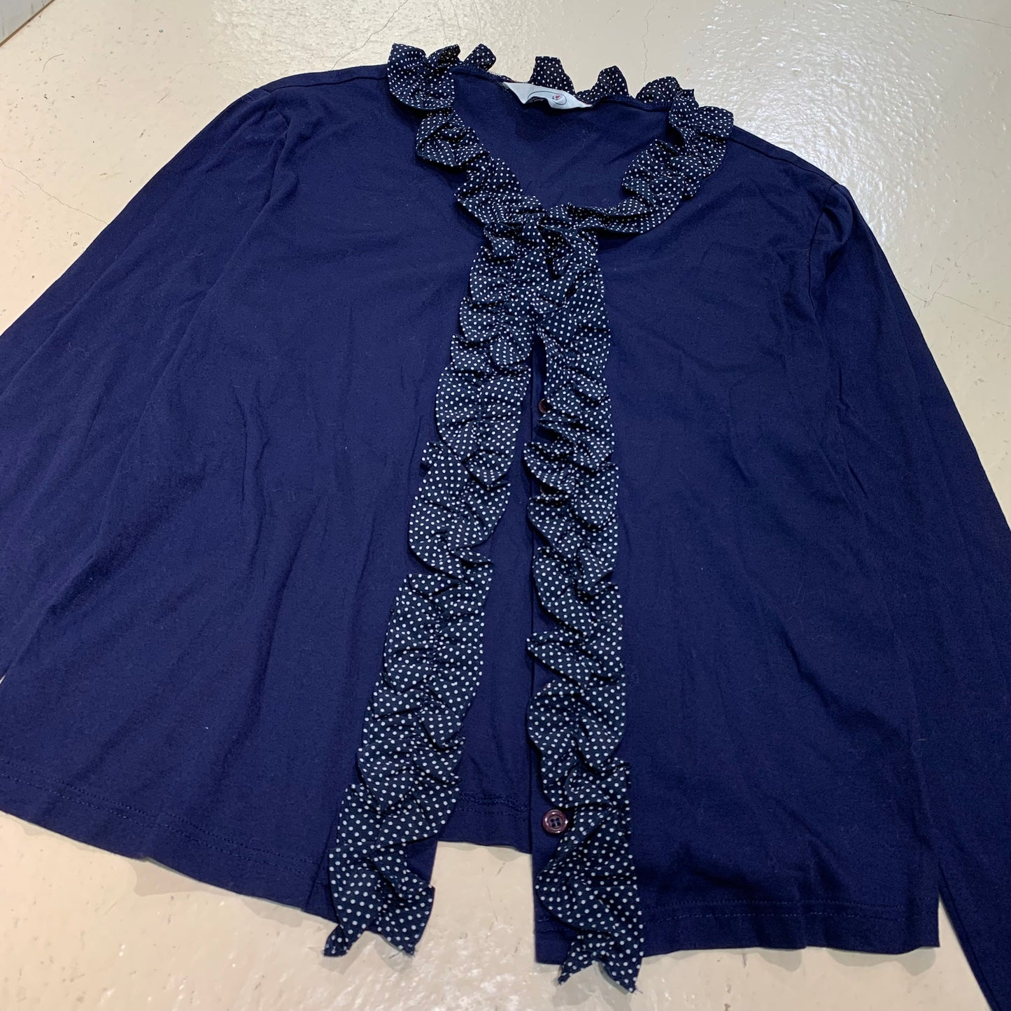 Polka Dot Ruffle Trim Cardigan