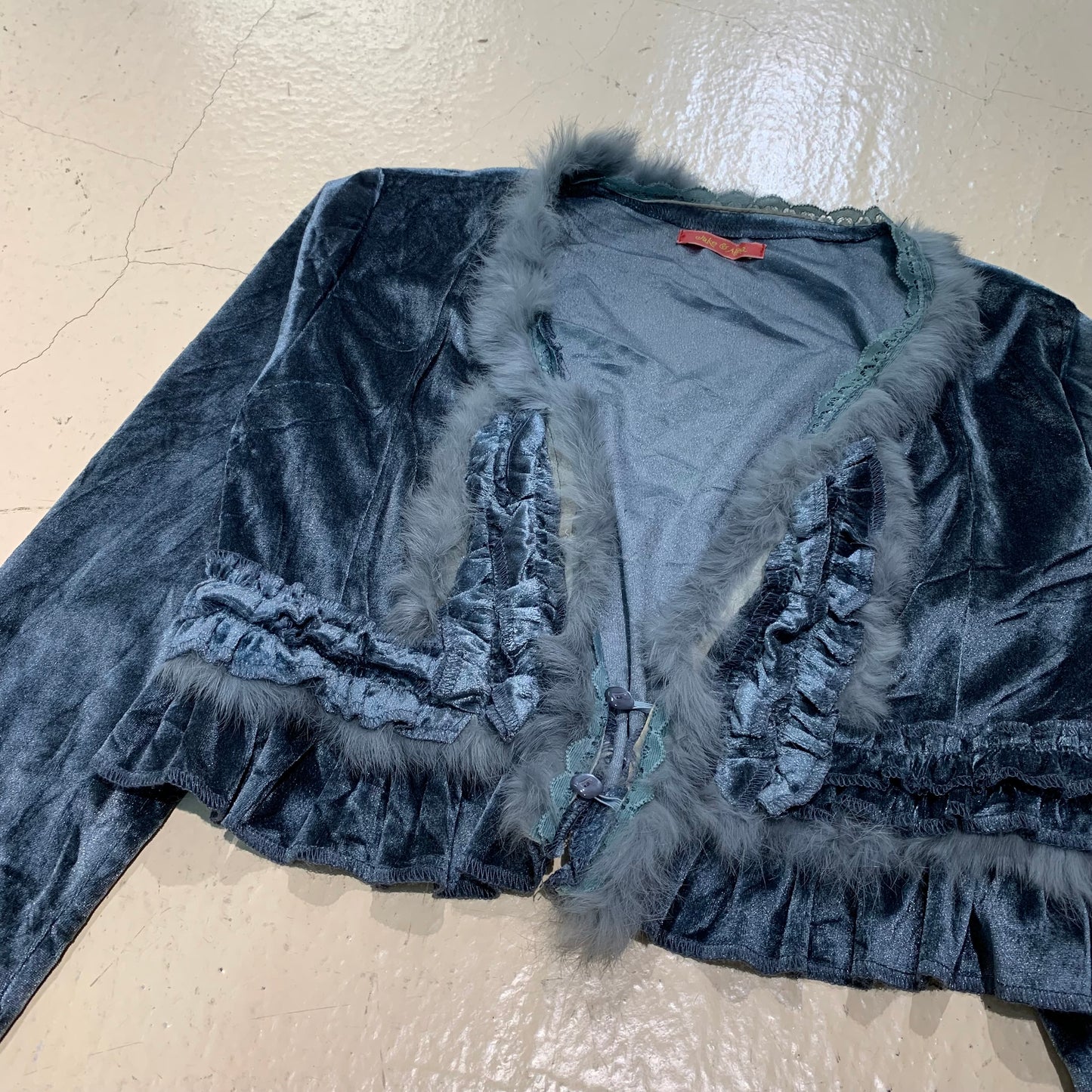 Fur Trim Velevet Cardigan