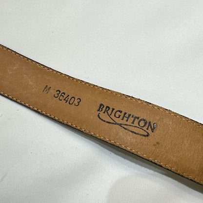 1995 Brighton Ornate Scroll Buckle Croc-Embossed Leather Belt